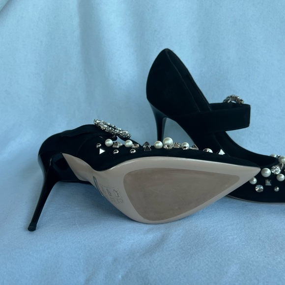 NWB Sebastian Milano Black Heels with Crystal Embellishments 9 US - Picture 13 of 16